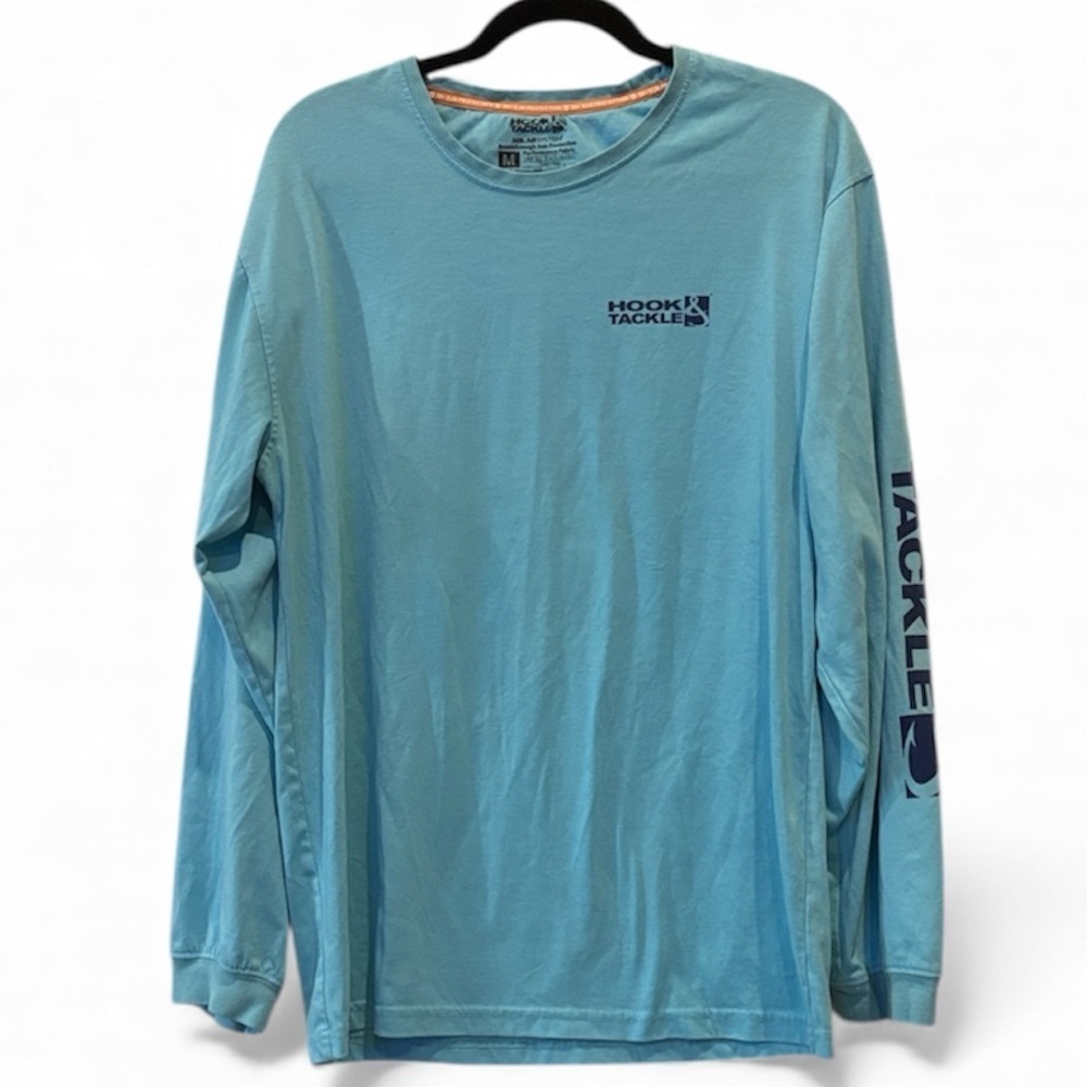 Men’s Hook & Tackle Performance Blue Medium Sun Protection Long Sleeve T-shirt
